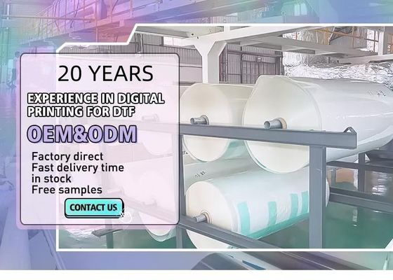 فیلم چاپی DTF 42cm*100M رنگ روشن Matte White چاپی رنگ برای پوشاک
