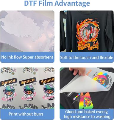 A4 DTF فیلم انتقال درخشان / مات 130-150 سانتی گراد دمای انتقال برای جوهر DTF