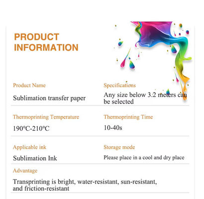 A4 اندازه کاغذ Sublimation برای پوشاک سفید 100gsm کاغذ انتقال در رول برای چاپ sublimation