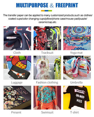 A4 اندازه کاغذ Sublimation برای پوشاک سفید 100gsm کاغذ انتقال در رول برای چاپ sublimation