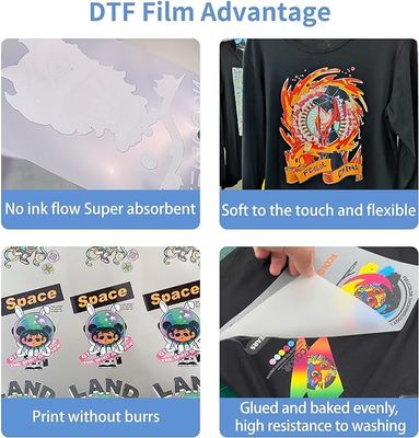 فیلم انتقال DTF 30CM x 100M 75U سازگار با CMYK + جوهر سفید برای چاپ پوشاک